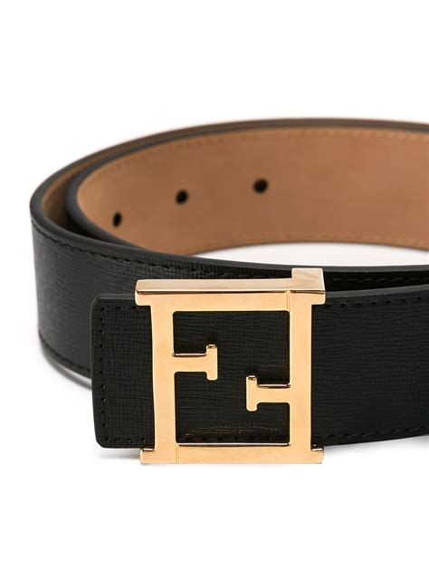 fendi ff logo buckle leather belt mens black gold|fendi ff buckle belt.